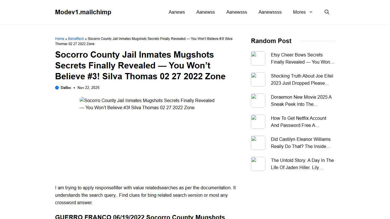 Socorro County Jail Inmates Mugshots Secrets Finally Revealed — You Won’t Believe #3! Silva Thomas 02 27 2022 Zone
