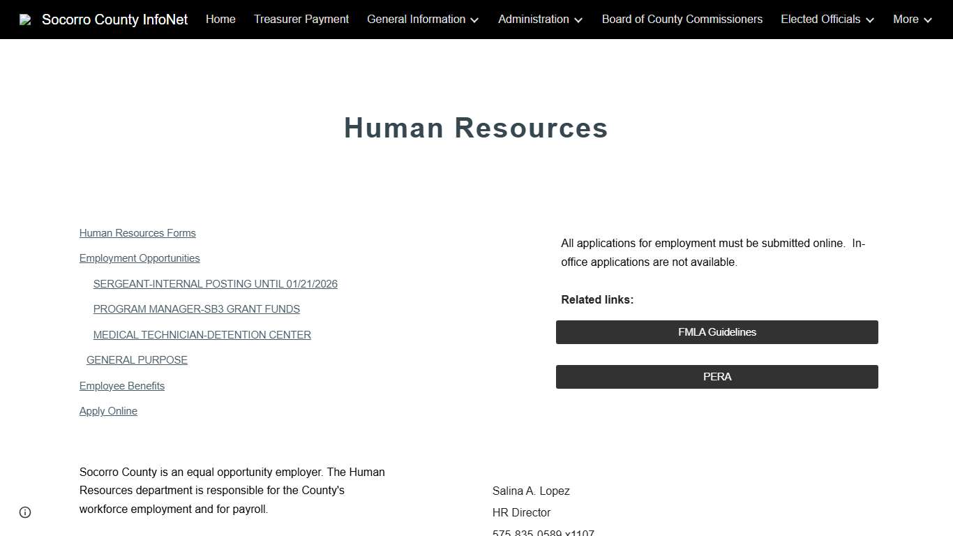 Socorro County InfoNet - Human Resources